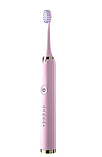 Електрична щітка рожева водонепроникна з 3 насадками, USB-зарядка, фото 3