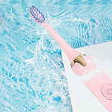 Електрична щітка рожева водонепроникна з 3 насадками, USB-зарядка, фото 6