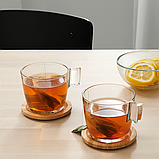 Бамбукові підставки під чашку, кружку, склянку IKEA FÖRSEGLA (2 шт) 9 см дерев'яна захисна кришка, фото 6