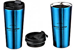 Термокухоль 450 мл А-Плюс «Enjoy Coffee Hot & Cold» термочашка з неіржавкої сталі синя