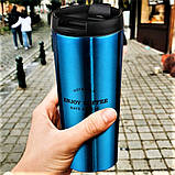 Термокухоль 450 мл А-Плюс «Enjoy Coffee Hot & Cold» термочашка з неіржавкої сталі синя, фото 2