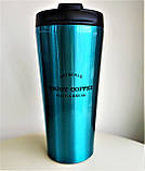 Термокухоль 450 мл А-Плюс «Enjoy Coffee Hot & Cold» термочашка з неіржавкої сталі синя, фото 4