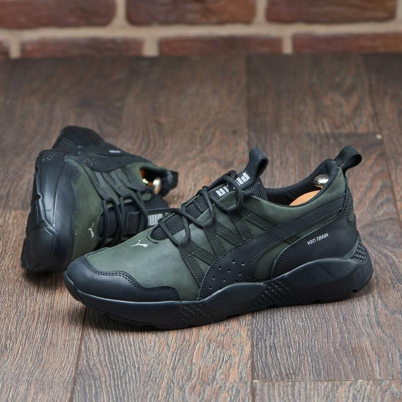 Чоловічі шкіряні кросівки Tactical Olive - фото 1 - id-p2326269787