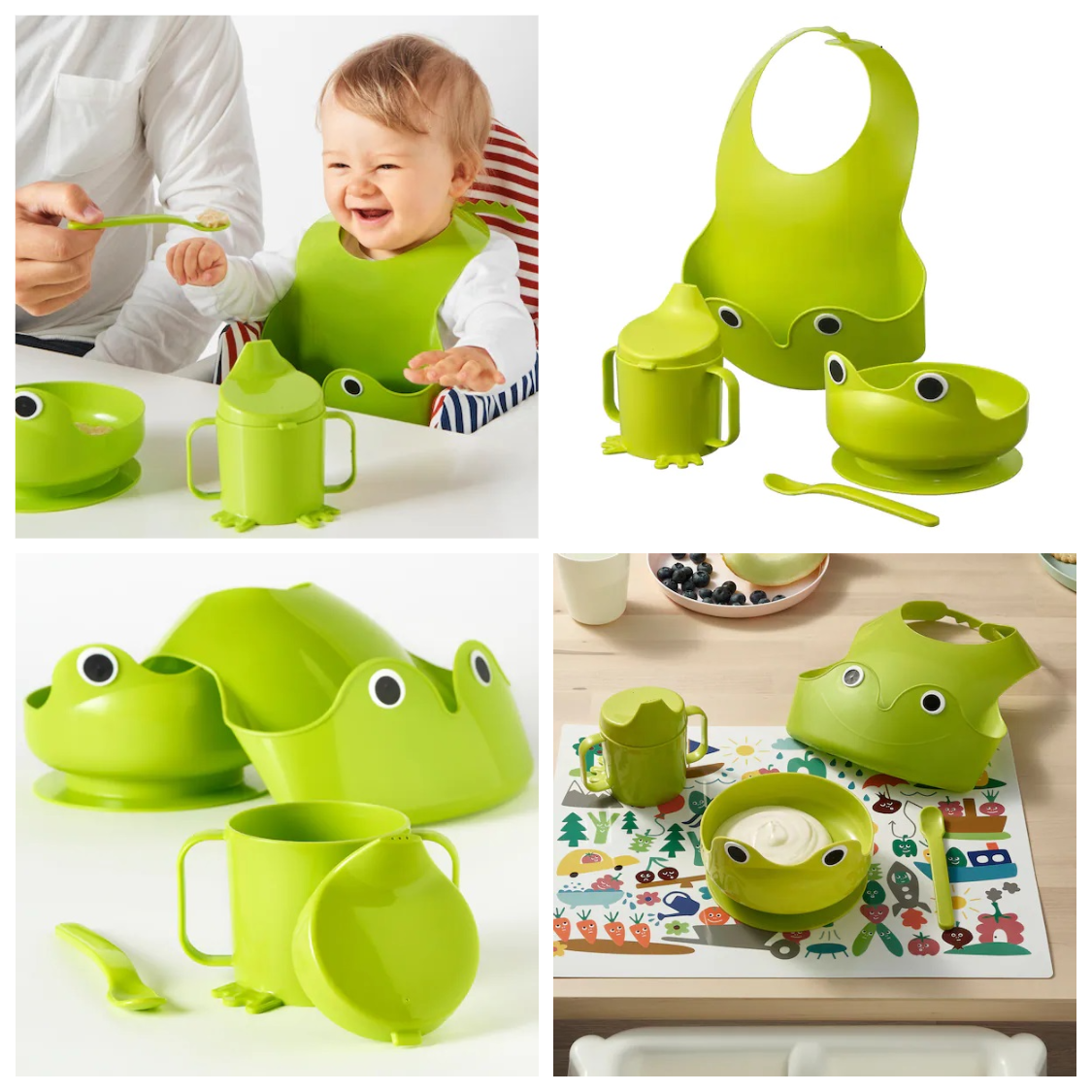 Набір дитячого посуду для годування IKEA MATA нагрудник, чашка-поїльник, ложка, тарілка 400.848.61, фото 1