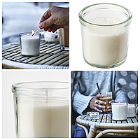 Ароматична свічка IKEA JÄMLIK Свіжа ваніль 7 см х 20 годин горіння декоративна аромасвічка в склянці