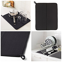 Килимок для сушіння посуду IKEA NYSKÖLJD 44x36 см чорна сушарка для кухонного приладдя 503.872.59