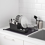 Килимок - сушарка для посуду IKEA NYSKÖLJD 44x36 см кухонний чорний килимок для сушіння ІКЕА НЮШЕЛЬЙД, фото 8