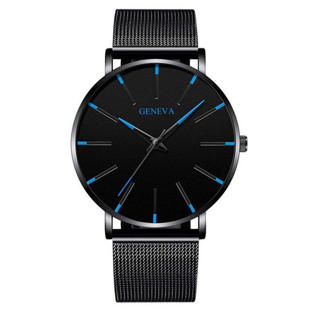 Наручний годинник Geneva Fashion Blue сітчастий ремінець мінімалістичний кварцовий годинник чоловічий/жіночий (унісекс), фото 1