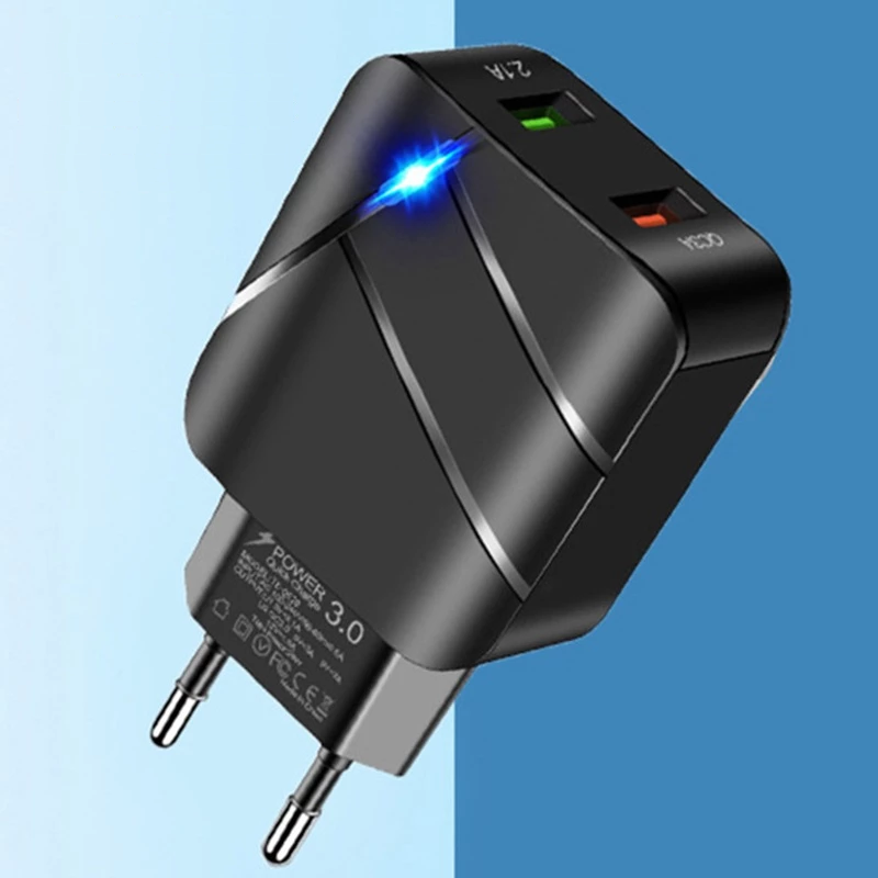Мережеве ЗУ на 2 usb порти Mains 18+10W зарядний пристрій для телефону з QUICK CHARGE 3.0 швидка зарядка