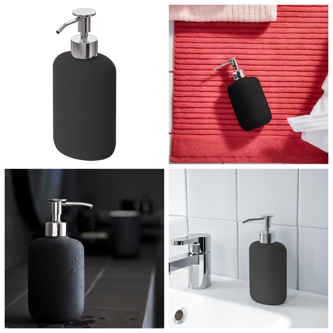 Керамічний дозатор для рідкого мила IKEA EKOLN чорний диспенсер для мила 300 мл кам'яна кераміка 404.416.19, фото 1