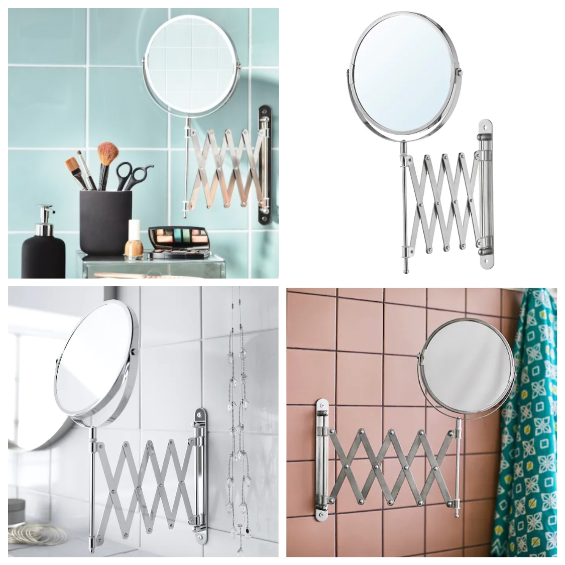 Дзеркало настінне висувне для ванної кімнати IKEA FRÄCK двостороннє косметичне для макіяжу 380.062.00