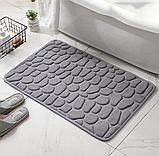 Килимок для ванної кімнати "Камені" 40x60 см килим для дому з 3d ефектом м'який рельєфний сірий, фото 2