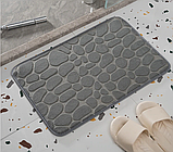 Килимок для ванної кімнати "Камені" 40x60 см килим для дому з 3d ефектом м'який рельєфний сірий, фото 4