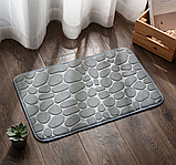 Килимок для ванної кімнати "Камені" 40x60 см килим для дому з 3d ефектом м'який рельєфний сірий, фото 6