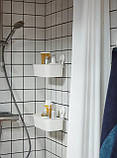 Полиця для ванної пряма IKEA TISKEN пластикова біла з вакуумними присосками, стелаж у ванну ІКЕА ТІКСЕН, фото 6