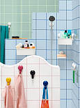 Полиця для ванної пряма IKEA TISKEN пластикова біла з вакуумними присосками, стелаж у ванну ІКЕА ТІКСЕН, фото 8