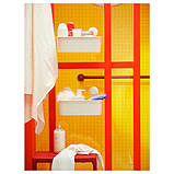 Полиця для ванної пряма IKEA TISKEN пластикова біла з вакуумними присосками, стелаж у ванну ІКЕА ТІКСЕН, фото 9