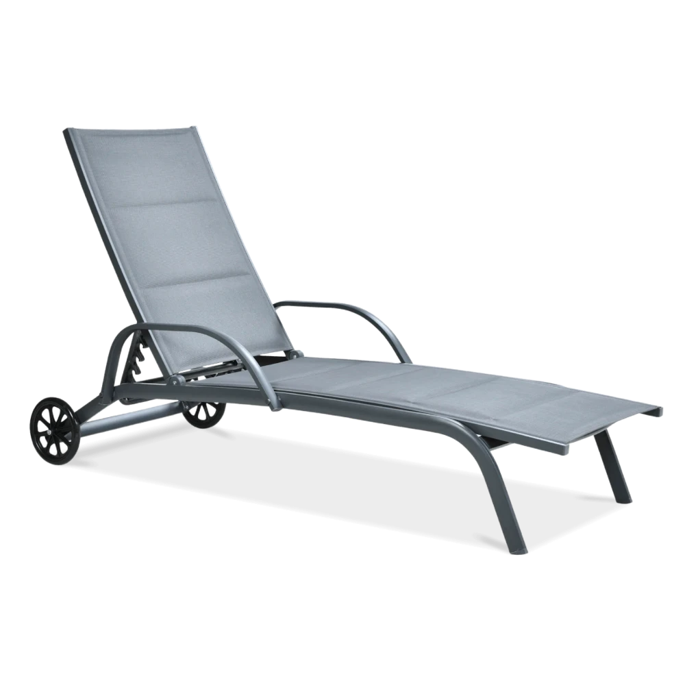 Сірий Майорка - сірий, алюмінієвий садовий шезлонг на колесах