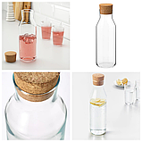 Графин скляний із корком 1 л IKEA 365+ прозоре загартоване скло/ коркове дерево 27 см ІКЕА, фото 2