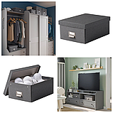 Коробка з кришкою для зберігання речей IKEA TJOG 25x36x15 см ящик органайзер темно-сірий ІКЕА ТЙОГ, фото 3