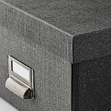 Коробка з кришкою для зберігання речей IKEA TJOG 25x36x15 см ящик органайзер темно-сірий ІКЕА ТЙОГ, фото 4