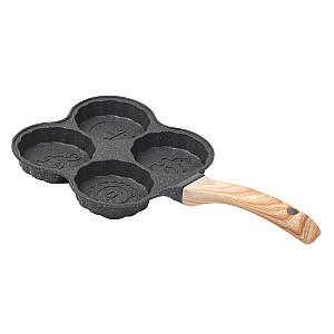 Сковорідка для панкейків порційна на 4 секції з антипригарним покриттям 19.5*19.5*2.5 см сіра