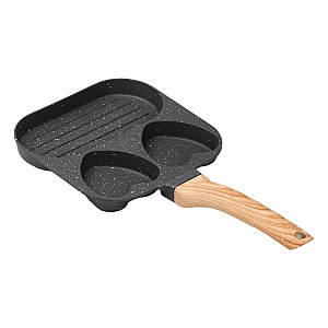 Сковорода для сніданку квадратна 18,3*18*2 см алюмінієва з антипригарним покриттям сіра