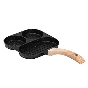 Сковорідка порційна для сніданку квадратна 19*19*2 см алюмінієва з антипригарним покриттям чорна