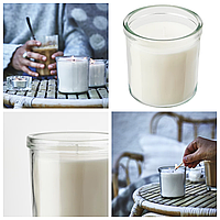 Ароматична свічка IKEA JÄMLIK Свіжа ваніль 8,5 см х 40 годин горіння декоративна аромасвічка в склянці