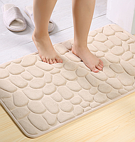 Килимок для ванної кімнати "Камені" 40x60 см килим для дому з 3d ефектом м'який рельєфний кремовий