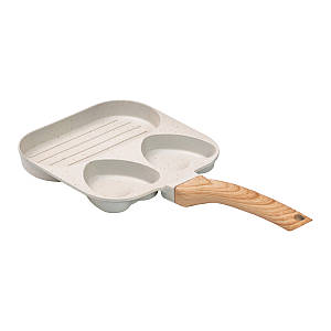 Сковорода для сніданку квадратна 18,3*18*2 см алюмінієва з антипригарним покриттям бежева