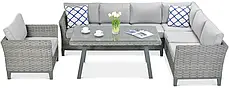 Кутовий диван з техноротангу Malaga Dining + Стілець Modern Grey, фото 4