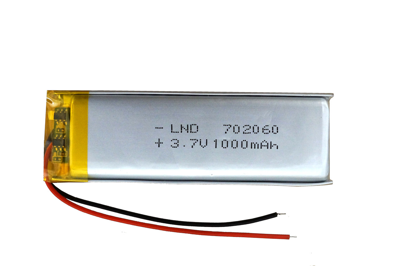 Акумулятор літій-полімерний 1000 mAh 3.7v 702060 для MP3 плеєрів, навігаторів, гарнітур, відеореєстраторів