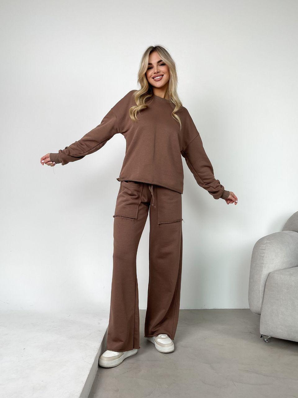 Костюм СПОРТИВНИЙ 2-ка ШОКОЛАД 3-нитка MIX CARGO р.40-62 TEVI, фото 1