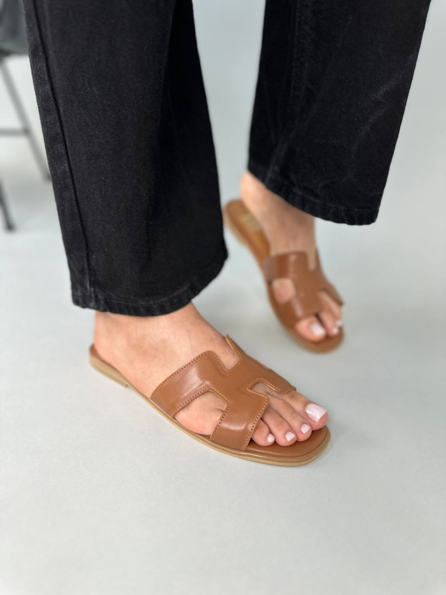 Шльопанці жіночі ShoesBand Коричневі натуральна шкіра 39 (25,5 см) (S39161-1)