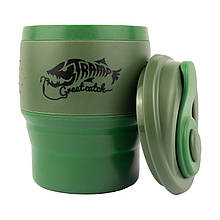 Складна силіконова кружка TRAMP з кришкою 350 мл UTRC-082 Зелена для гарячих і холодних напоїв
