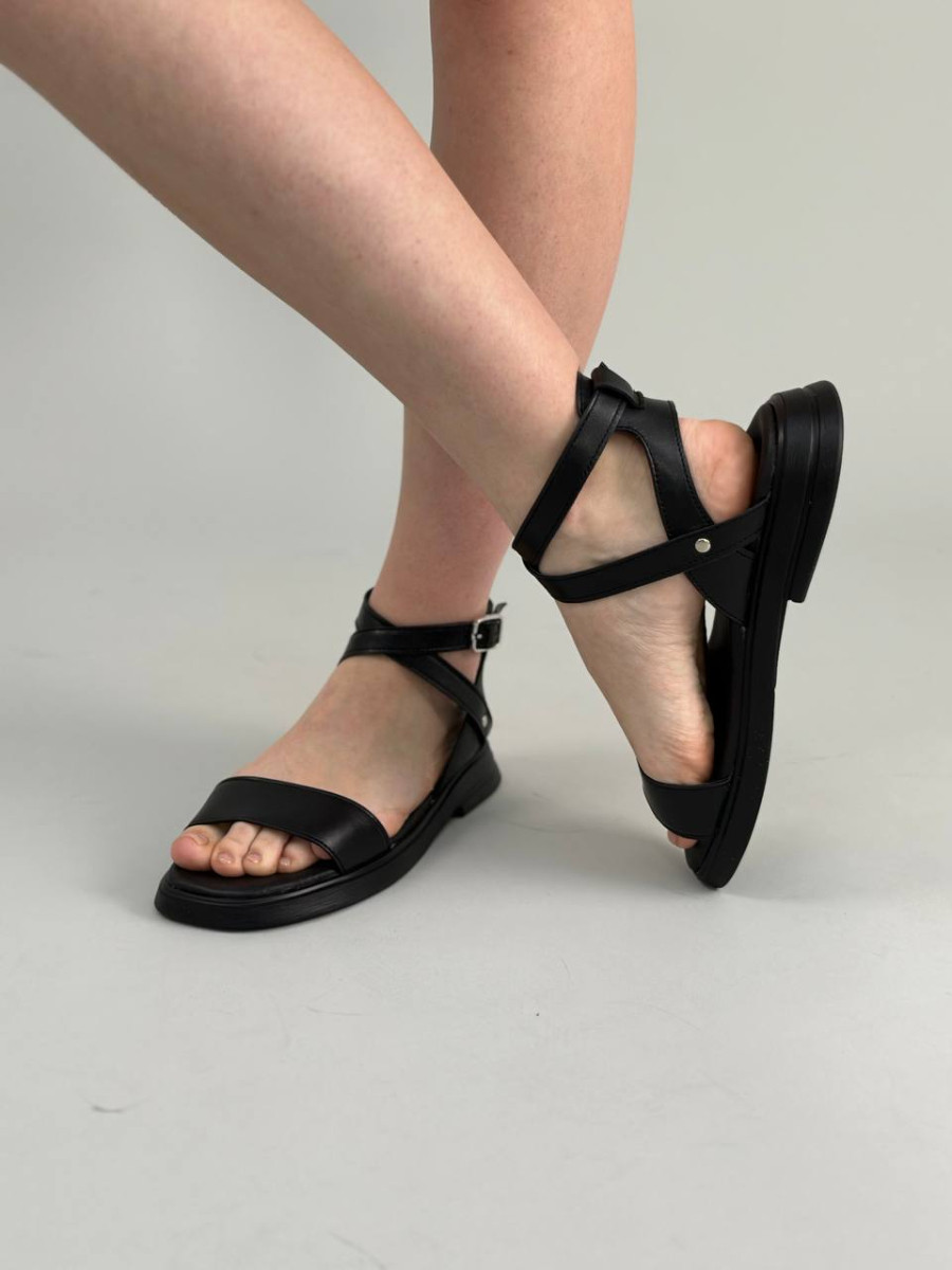 Босоніжки жіночі ShoesBand Чорні натуральна шкіра 37 (24 см) (S35011)
