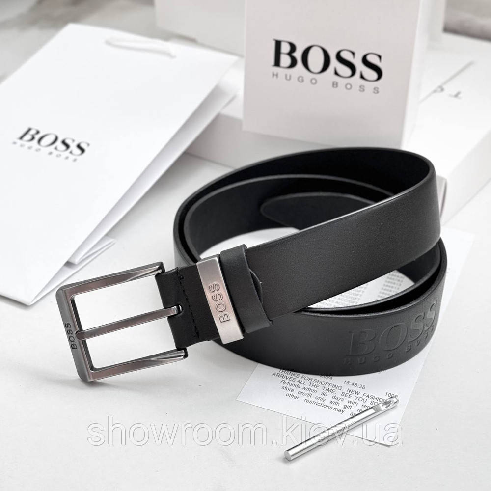 Брендовий чоловічий ремінь Boss із натуральної шкіри (220)