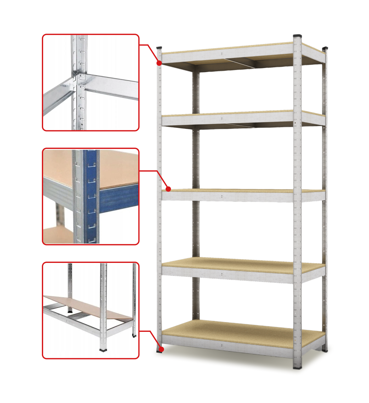 Стелаж | 180х90х40 см | металік | 5 полиць МДФ | універсальний  | оцинкований | міцний | не псує підлогу
