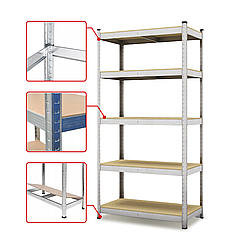 Стелаж | 180х90х40 см | металік | 5 полиць МДФ | універсальний  | оцинкований | міцний | не псує підлогу