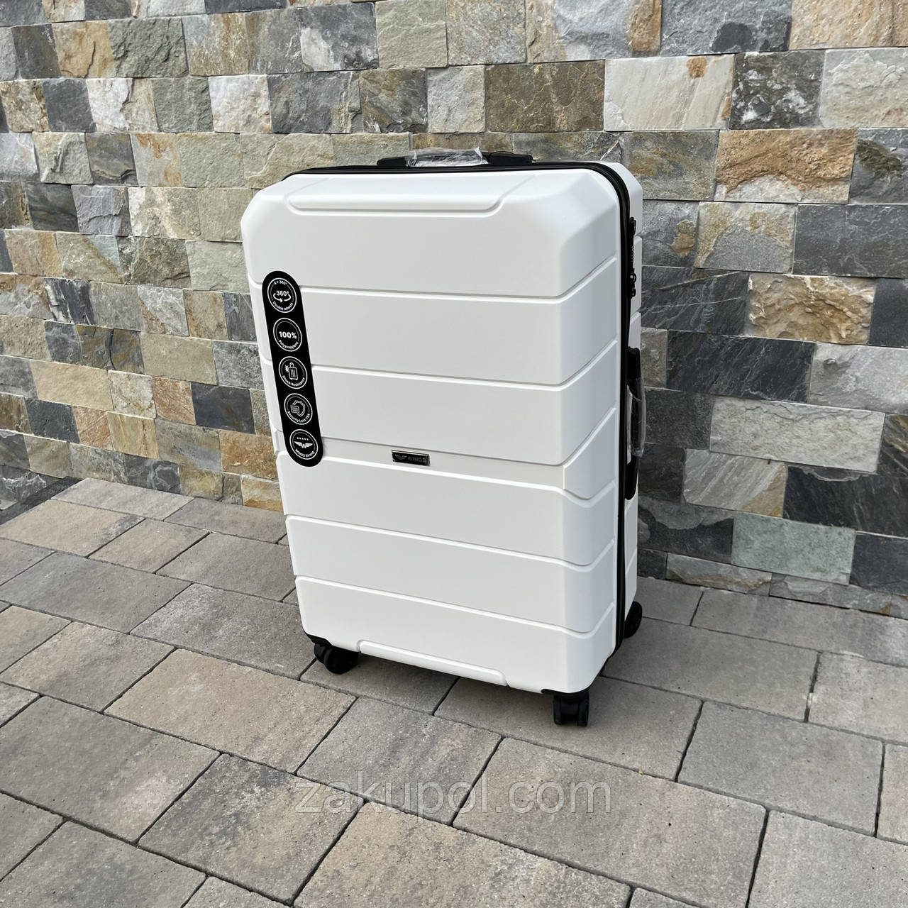 Валіза дорожня велика з поліпропілену Wings PP06 L Білий