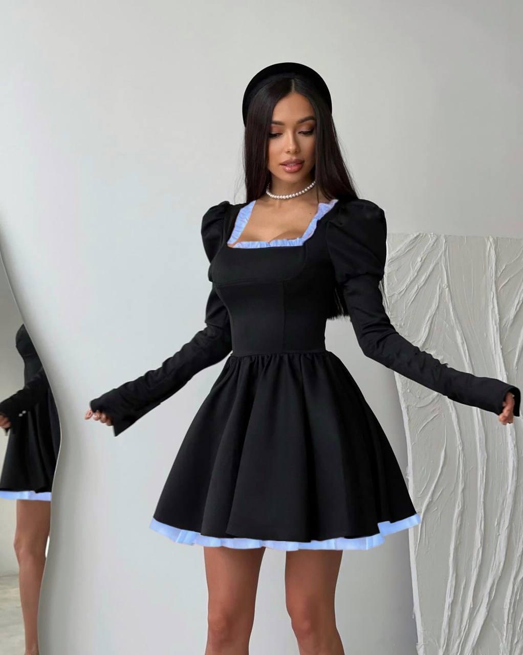 Жіноча базова святкова міні приталена сукня зі шнурівкою на спині Олд Мані з білим спідником дайвінг, фото 1