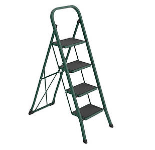 Драбина металева Aloft на 4 широкі сходинки з резиновим покриттям, зелена (SLS-04-DG)