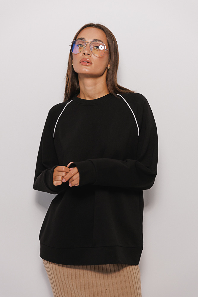 Жіночий світшот oversize з рукавами-регланами чорний (size1)