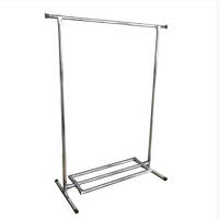 Стійка для одягу хромована одинарна 110*145 (см) з полицею для взуття