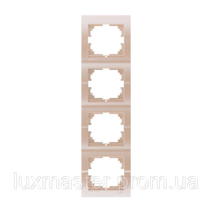 Lezard Deriy Рамка 4-ша вертикальна б/вст Перлинно-білий металік