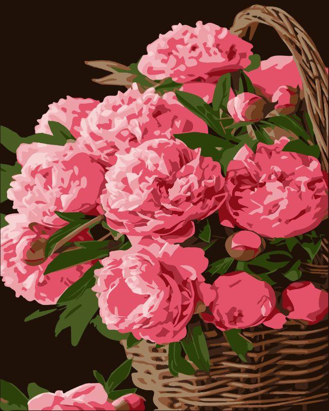 Картина за номерами Artissimo Кошик півоній (ART-B-1971) 40 х 50 см, фото 1