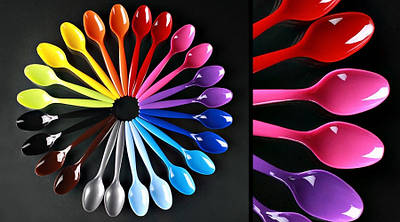 Одноразові ложки різнокольорові пластикові 120 мм для фуршетів та кафе упаковка 3500 шт