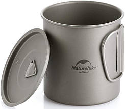 Титановий кухоль з ручкою Naturehike Titanium Cup NH20CJ005, 600 мл (Grey), фото 2