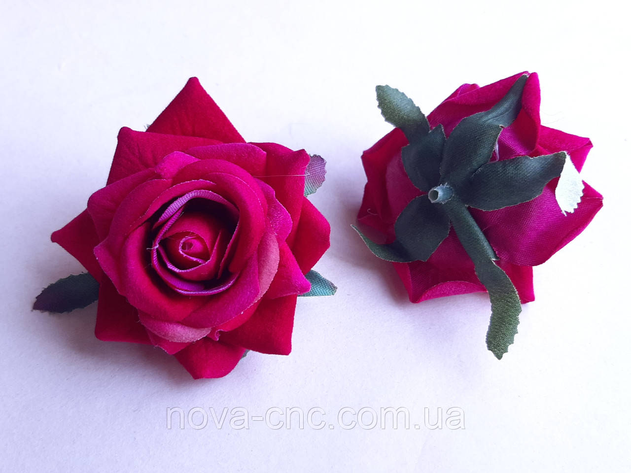 Троянда тканинна флок фуксія 6 см низький бутон